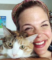 Megan Berkheiser with cat 