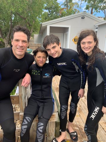 Mary Rouvelas and family scuba pic